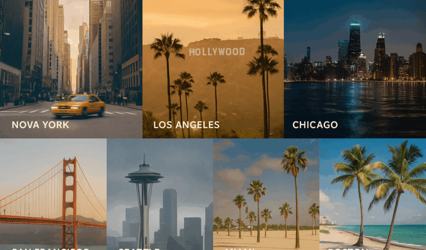 Cidades Americanas que Viraram Cenário de Filmes Famosos – cidades americanas em filmes icônicos como Nova York, Los Angeles, Chicago, San Francisco, Seattle, Miami e Boston